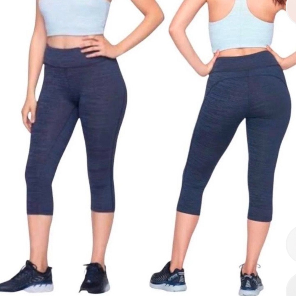 Outdoor Voices TechSweat Cropped Leggings Gray Space Dye 23" Inseam Small EUC